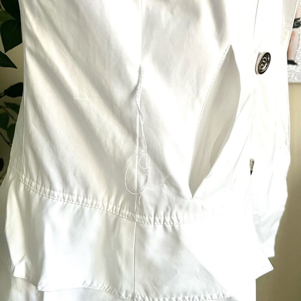 Calvin Klein Dressy White Ruffle Double Breasted Trench Coat Size Medium - Picture 7 of 9